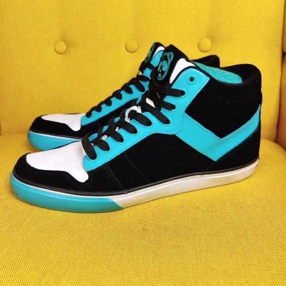 PONY x Neff Signature Mid Top Suede Sneaker Black Teal Retro Vintage Men 11.5 - Picture 1 of 9